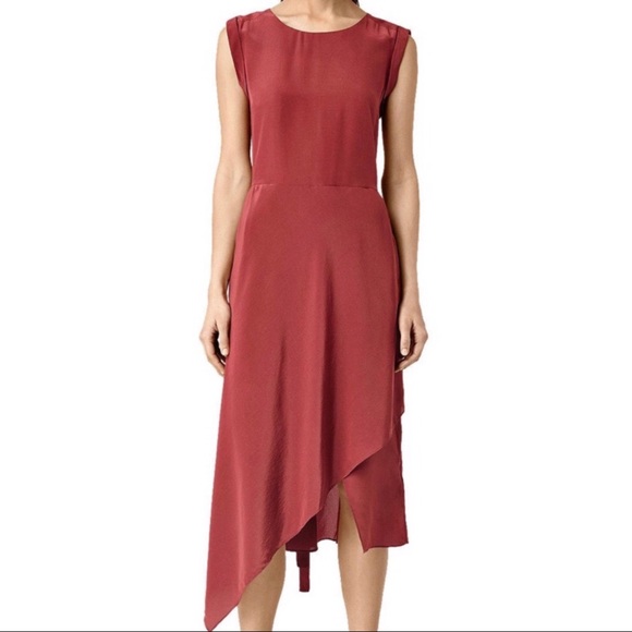 All Saints’ Silk Blend Cecilia Dress Sahara Red 4 - Picture 7 of 10